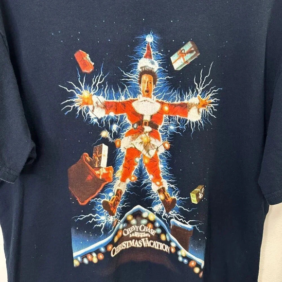 Ripple Junction Christmas Vacation Shirt Adult XL Navy Blue Crew Neck Cotton - Picture 3 of 4